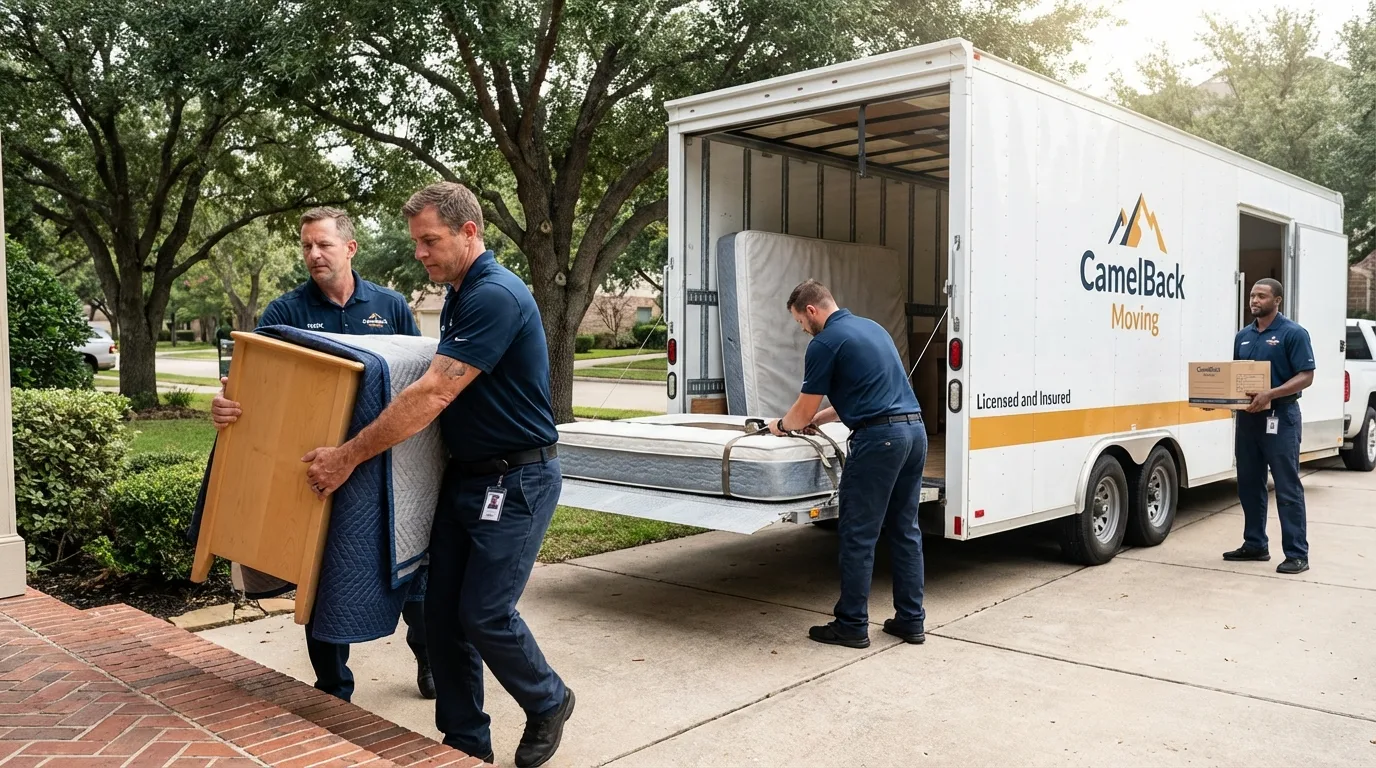 Crew loading residential truck for cross-state move from Mayersville, MS