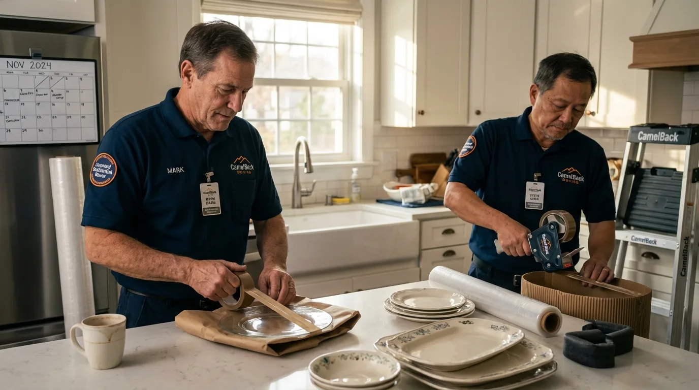 Professional crew packing kitchen dishware in Mayersville, MS